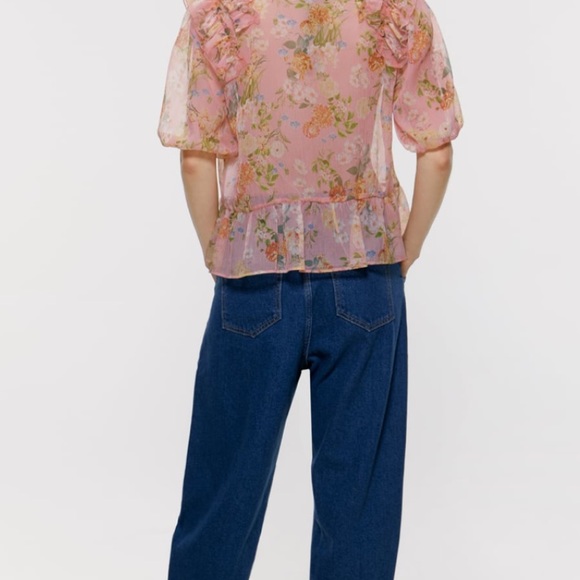 🌞NWT ZARA Pink Floral Long Sleeve - Picture 4 of 6